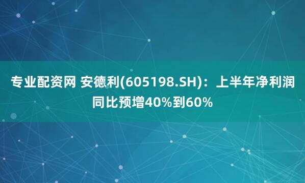 专业配资网 安德利(605198.SH)：上半年净利润同比预增40%到60%